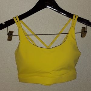 Full Support, Padded, Fitness / Exercise / Sports Push Up Bra in Yellow (Medium)